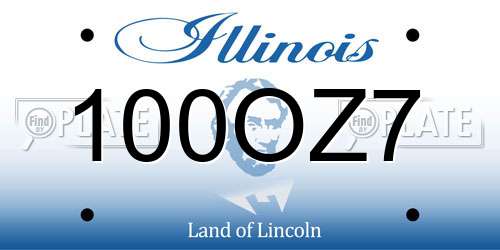 100OZ7 Illinois License Plate