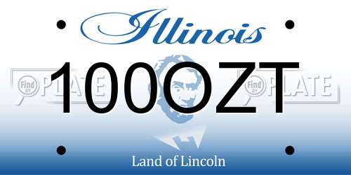 100OZT Illinois License Plate