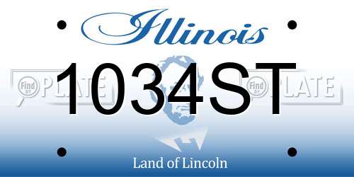 1034ST Illinois License Plate