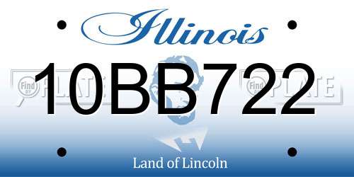 10BB722 Illinois License Plate