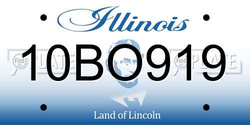 10BO919 Illinois License Plate