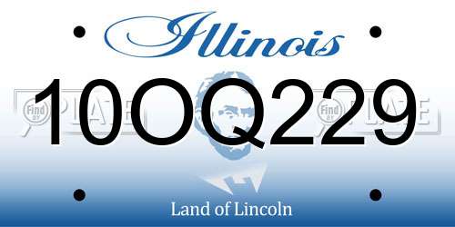 10OQ229 Illinois License Plate