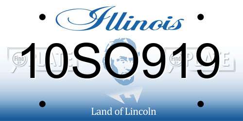 10SO919 Illinois License Plate