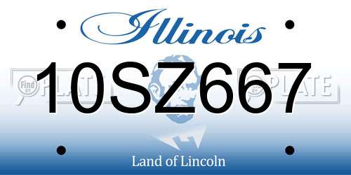 10SZ667 Illinois License Plate