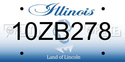 10ZB278 Illinois License Plate