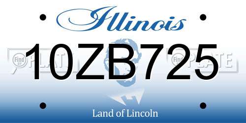 10ZB725 Illinois License Plate