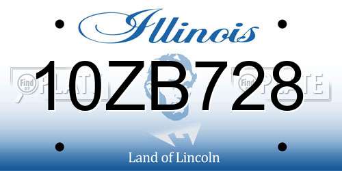 10ZB728 Illinois License Plate