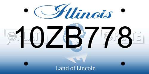 10ZB778 Illinois License Plate