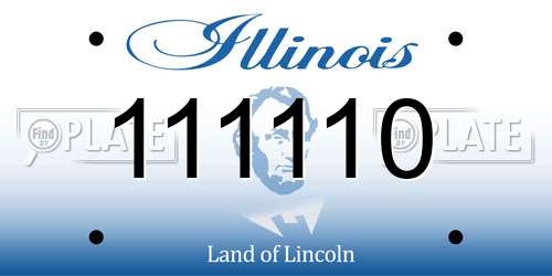 111110 Illinois License Plate