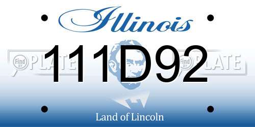 111D92 Illinois License Plate