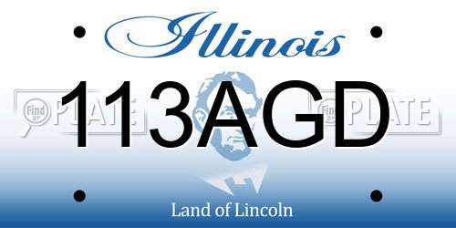 113AGD Illinois License Plate