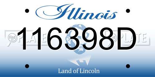 116398D Illinois License Plate