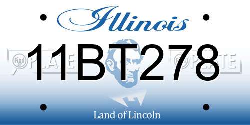 11BT278 Illinois License Plate