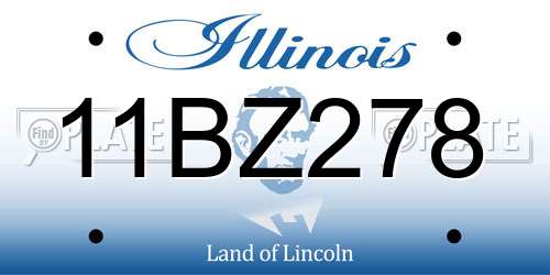 11BZ278 Illinois License Plate