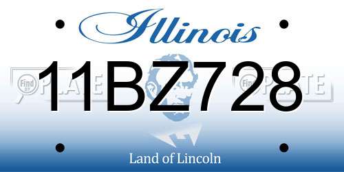11BZ728 Illinois License Plate