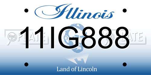 11IG888 Illinois License Plate