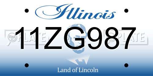 11ZG987 Illinois License Plate