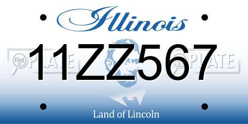11ZZ567 Illinois License Plate