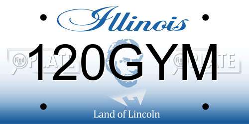 120GYM Illinois License Plate
