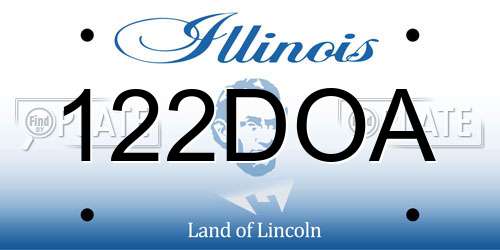 122DOA Illinois License Plate