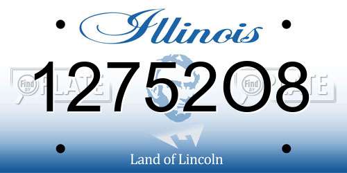 12752O8 Illinois License Plate