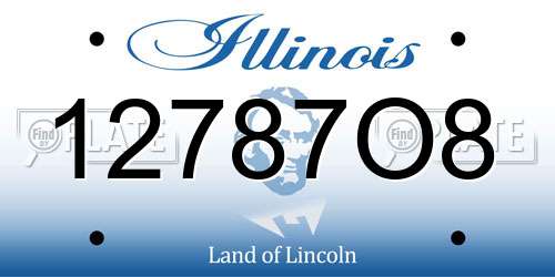 12787O8 Illinois License Plate
