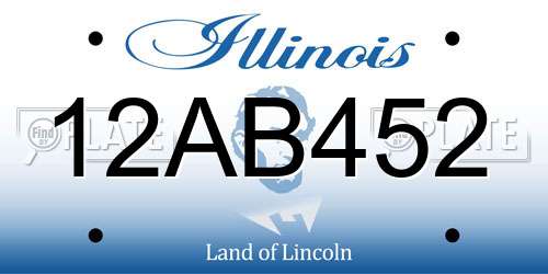 12AB452 Illinois License Plate