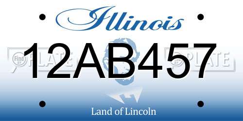 12AB457 Illinois License Plate