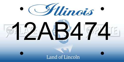 12AB474 Illinois License Plate