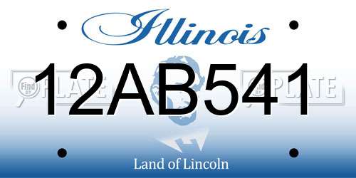 12AB541 Illinois License Plate
