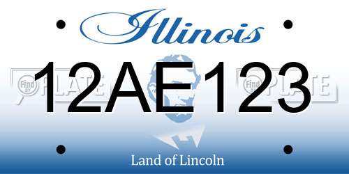 12AE123 Illinois License Plate