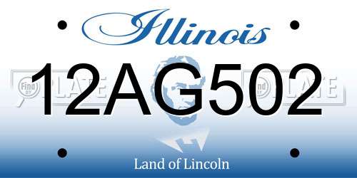 12AG502 Illinois License Plate