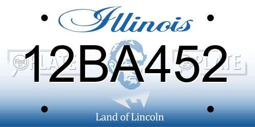 12BA452 Illinois License Plate