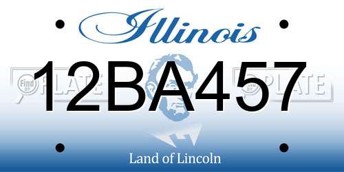 12BA457 Illinois License Plate
