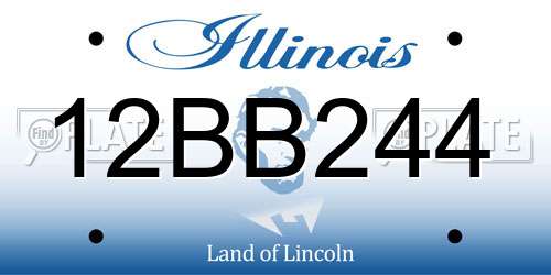 12BB244 Illinois License Plate