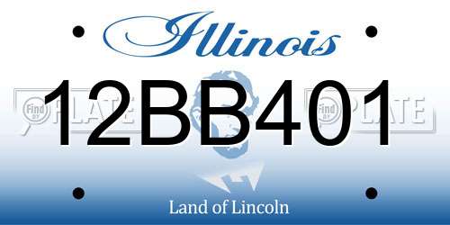 12BB401 Illinois License Plate