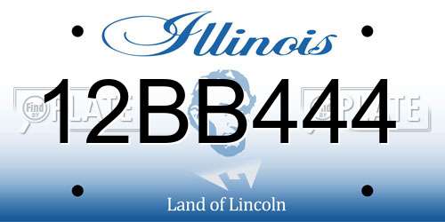 12BB444 Illinois License Plate
