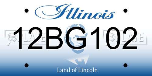 12BG102 Illinois License Plate