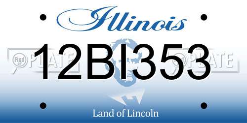 12BI353 Illinois License Plate