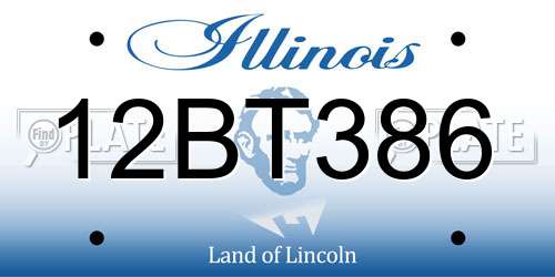 12BT386 Illinois License Plate