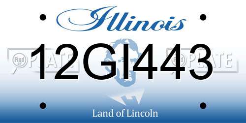 12GI443 Illinois License Plate