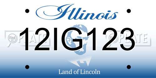 12IG123 Illinois License Plate
