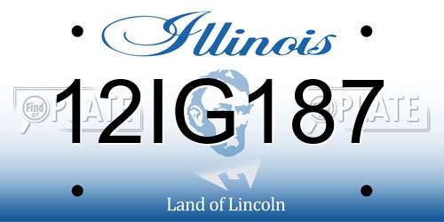 12IG187 Illinois License Plate