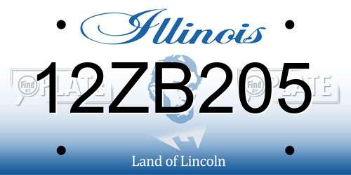 12ZB205 Illinois License Plate
