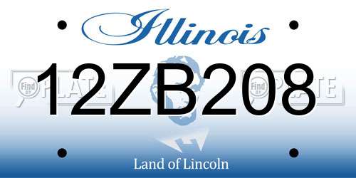 12ZB208 Illinois License Plate