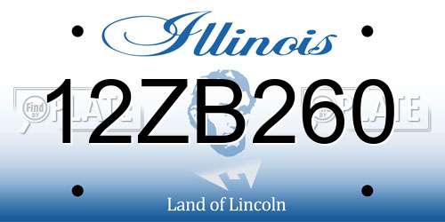 12ZB260 Illinois License Plate
