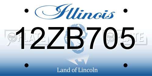 12ZB705 Illinois License Plate