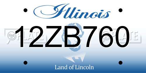12ZB760 Illinois License Plate