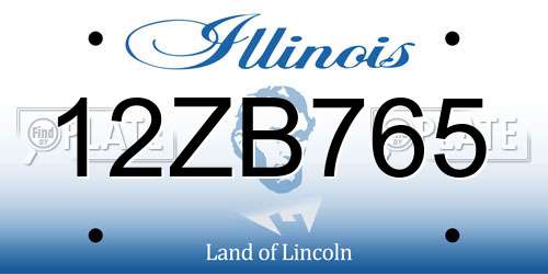12ZB765 Illinois License Plate