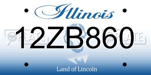 12ZB860 Illinois License Plate